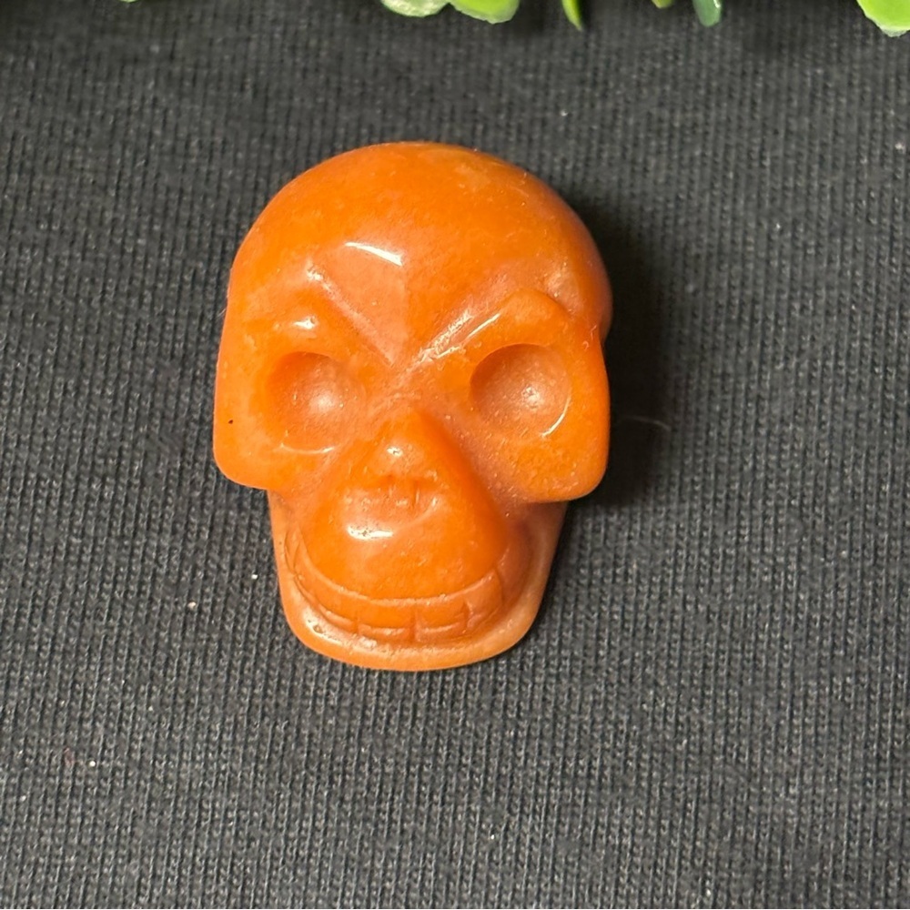 Orange Calcite Skull Crystal Carving - Picture 2 of 5